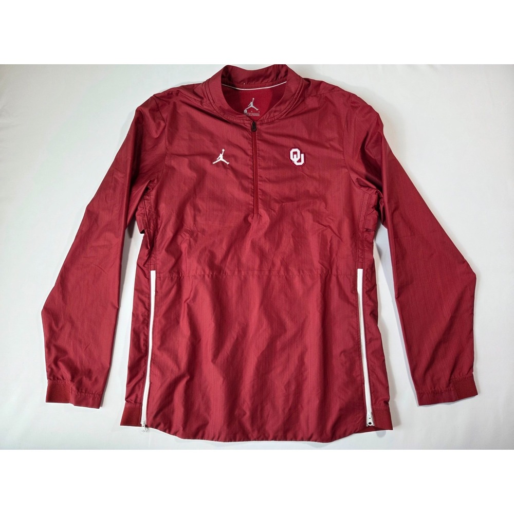 Jordan Jacket Mens Medium Maroon Oklahoma Sooner Vented Warm Up Windbreaker 1/4